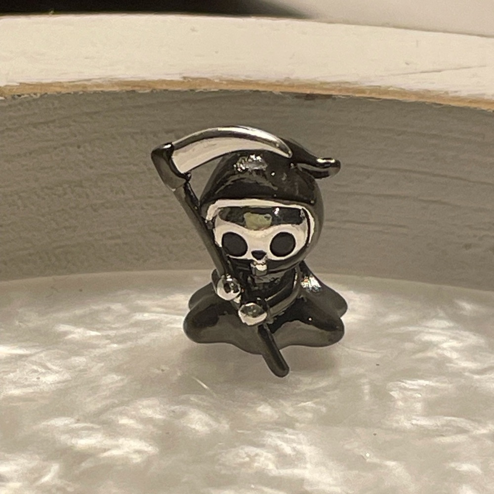 Bracelet Charm Grim Reaper with Scythe Sterling Silver - Picture 3 of 10